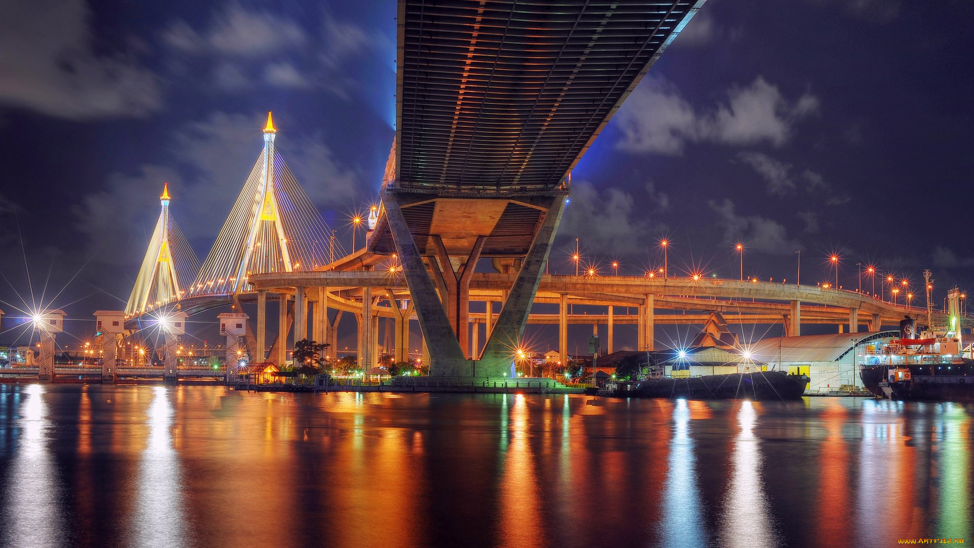 bhumibol bridge,  bangkok,  thailand, ,  , , , , 